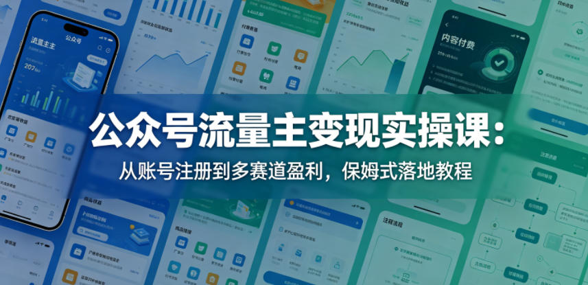 公众号流量主变现实操课：从账号注册到多赛道盈利，保姆式落地教程-驿想项目网
