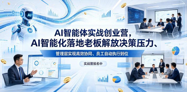 AI智能体实战创业营26年4月23-25号线下课，AI智能化落地老板解放决策压力、管理层实现高效协同、员工自动执行到位-驿想项目网