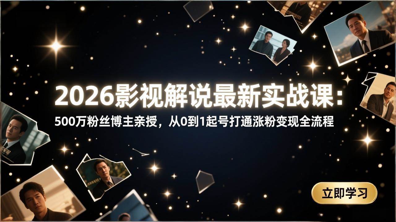 （17530期）2026影视解说最新实战课：500万粉丝博主亲授，从0到1起号打通涨粉变现全流程-驿想项目网