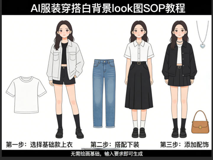 AI服装穿搭白背景look图SOP教程,不用会画画,提几句具体要求,AI就能还你一个奇迹 AI服装穿搭白背景look图SOP教程,不用会画画,提几句具体要求,AI就能还你一个奇迹