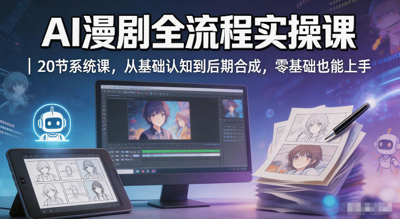 AI漫剧全流程实操课｜20节系统课，从基础认知到后期合成，零基础也能上手-驿想项目网