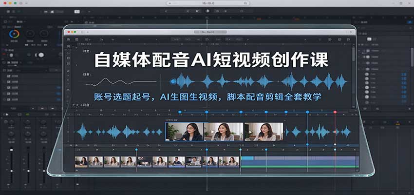 自媒体配音AI短视频创作课：账号选题起号，AI生图生视频，脚本配音剪辑全套教学-驿想项目网