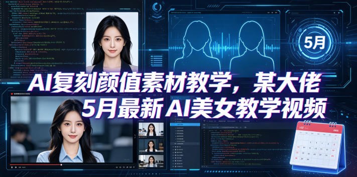 AI复刻颜值素材教学，某大佬5月最新AI美女教学视频，内含4月好物复刻教学-驿想项目网