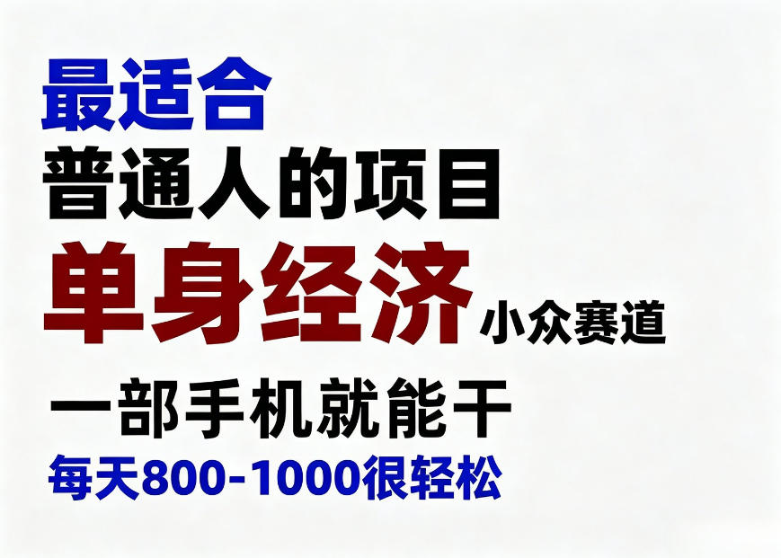 身经济小众赛道,一部手机就能干,每天搞个800-1000很轻松,最适合普通人的项目【揭秘】-驿想项目网