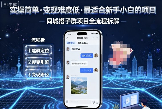 实操简单，变现难度低，最适合新手小白做的项目，每天轻松收入3张，同城搭子群项目全流程拆解-驿想项目网