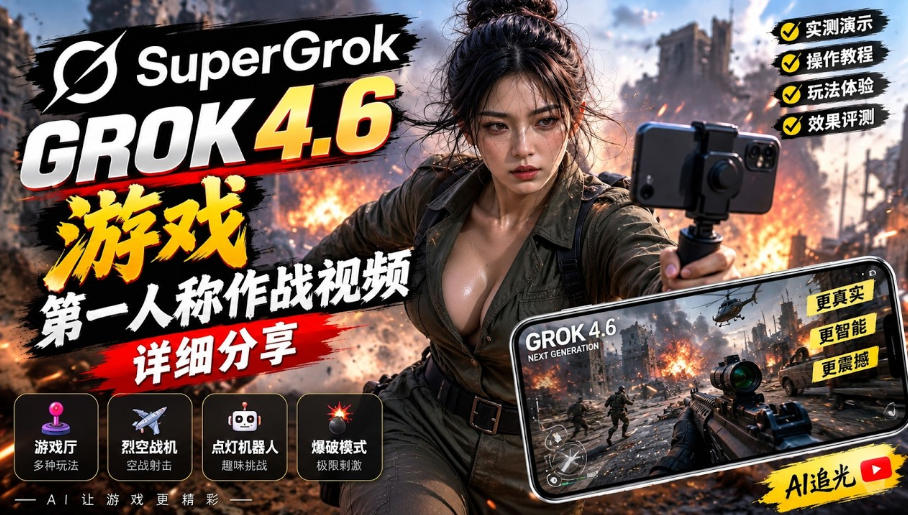 Grok 4.6也能做游戏?第一人称作战视频实测|玩法详细讲解-驿想项目网
