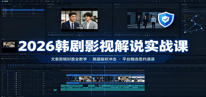 2026韩剧影视解说实战课：文案剪辑封面全教学，规避版权冲击平台精选签约通道-驿想项目网