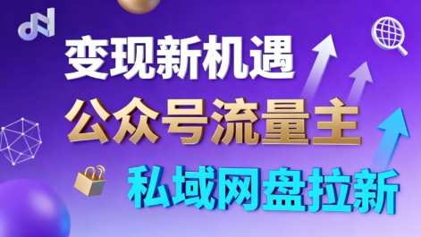 公众号流量主+私域网盘拉新，多方式变现，简单易上手，当天就有收益-驿想项目网