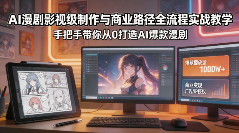 AI漫剧影视级制作与商业路径全流程实战教学，手带你从0打造AI爆款漫剧-驿想项目网