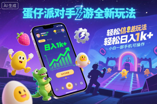 蛋仔派对手游全新玩法，轻松日入1k+，风口信息差玩法，当天见收益，小白一部手机可操作-驿想项目网