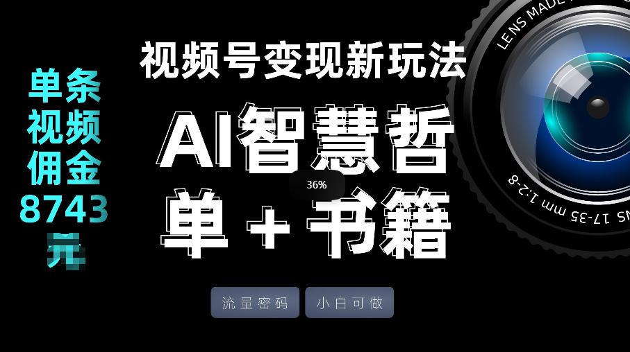 视频号流量密码，变现新玩法-AI智慧哲单＋书单，单条视频佣金8743米-驿想项目网