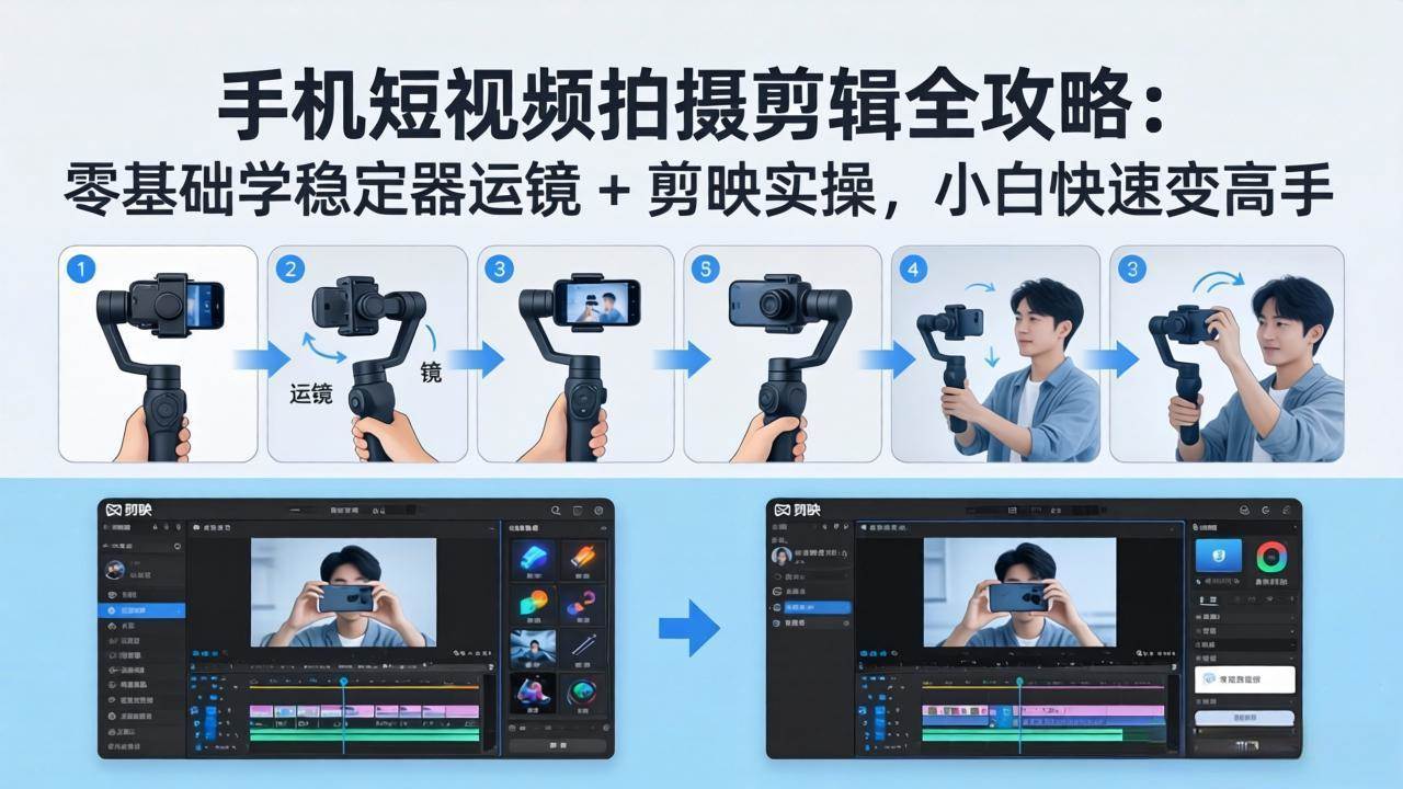 （18003期）手机短视频拍摄剪辑全攻略：零基础学稳定器运镜 + 剪映实操，小白快速变高手-驿想项目网