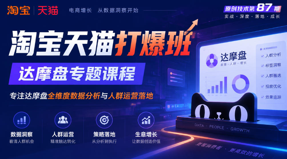 《淘宝天猫打爆班》原创技术第87期，达摩盘专题课程，专注达摩盘全维度数据分析与人群运营落地-驿想项目网
