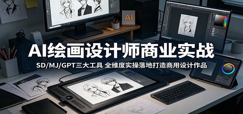 AI绘画设计师商业实战：SD/MJ/GPT三大工具，全维度实操落地打造商用设计作品-驿想项目网