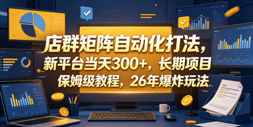 店群矩阵自动化打法，新平台当天300+，长期项目，保姆级教程，26年爆炸玩法【揭秘】-驿想项目网