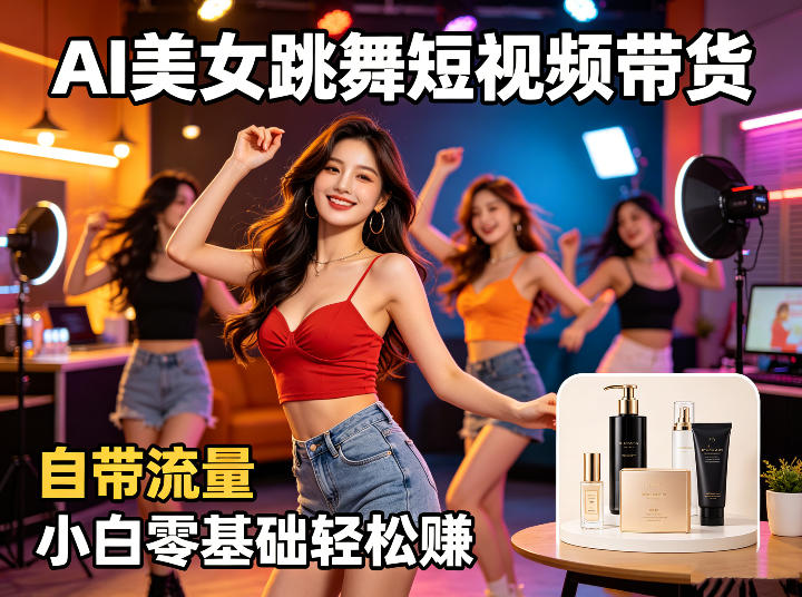 AI美女跳舞短视频带货：自带流量，小白零基础轻松賺，详细拆解-驿想项目网