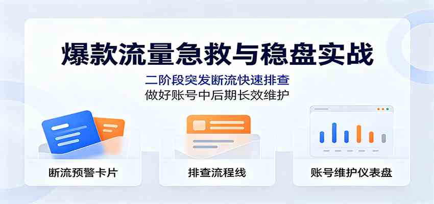 爆款流量急救与稳盘实战：二阶段突发断流快速排查，做好账号中后期长效维护-驿想项目网