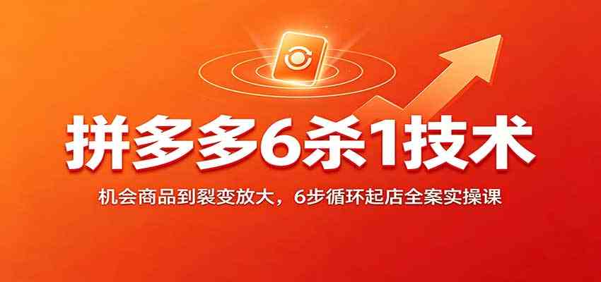 拼多多6杀1技术：机会商品到裂变放大，6步循环起店全案实操课-驿想项目网