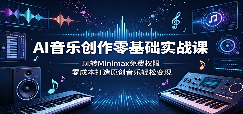 AI音乐创作零基础实战课：玩转Minimax免费权限，零成本打造原创音乐轻松变现-驿想项目网