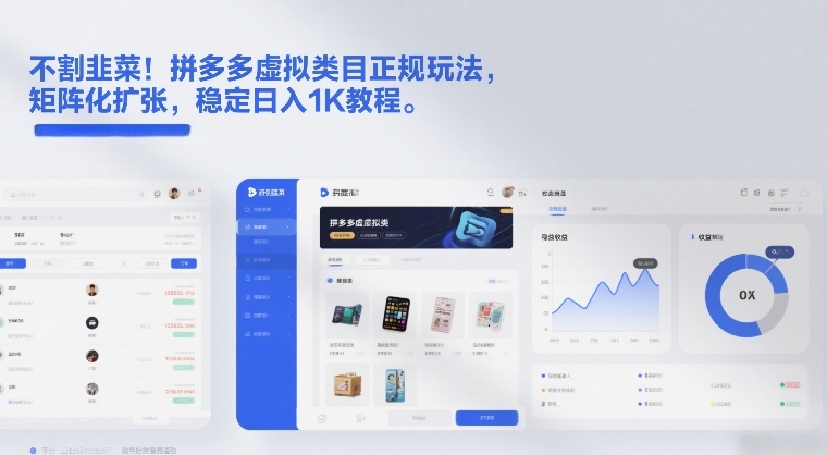 不割韭菜！拼多多虚拟类目正规玩法，矩阵化扩张，稳定日入1K教程【揭秘】-驿想项目网