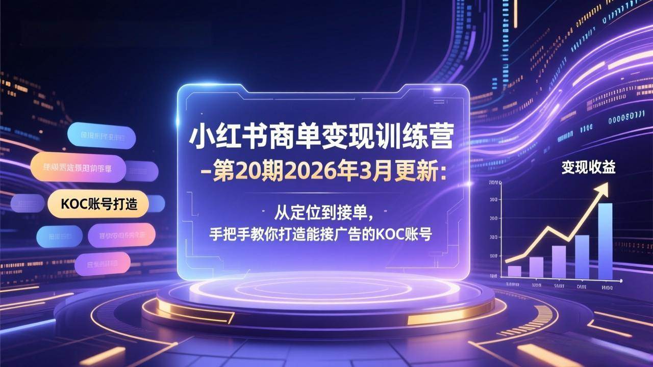 （17590期）小红书商单变现训练营-第20期26年3月更新：从定位到接单，手把手教你打造能接广告的KOC账号-驿想项目网
