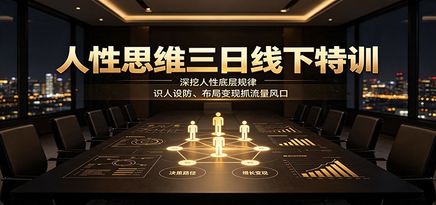人性思维三日线下特训：深挖人性底层规律，识人设防、布局变现抓流量风口-驿想项目网