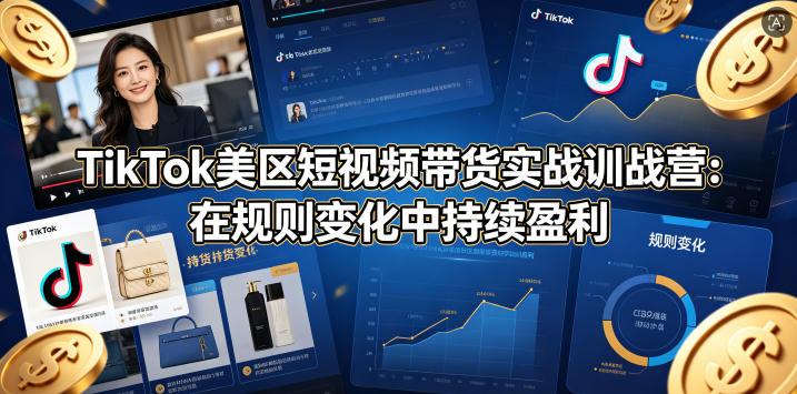 TikTok美区短视频带货实战训战营：在规则变化中持续盈利-驿想项目网