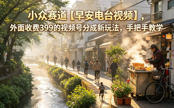 小众赛道【早安电台视频】，外面收费399的视频号分成新玩法，手把手教学-驿想项目网