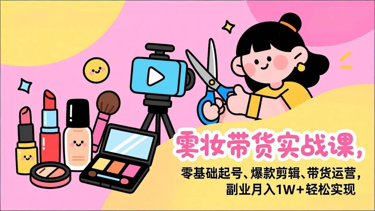 （17189期）美妆带货实战课，零基础起号、爆款剪辑、带货运营，副业月入1W+轻松实现-驿想项目网