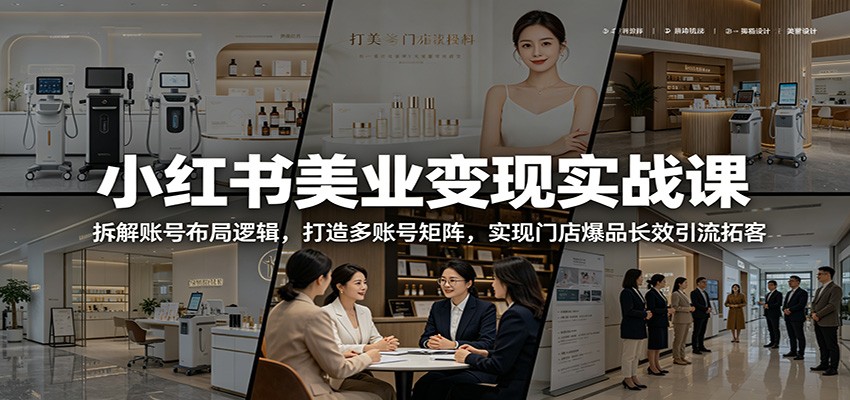 小红书美业变现实战课：拆解账号布局逻辑，打造多账号矩阵，实现门店爆品长效引流拓客-驿想项目网