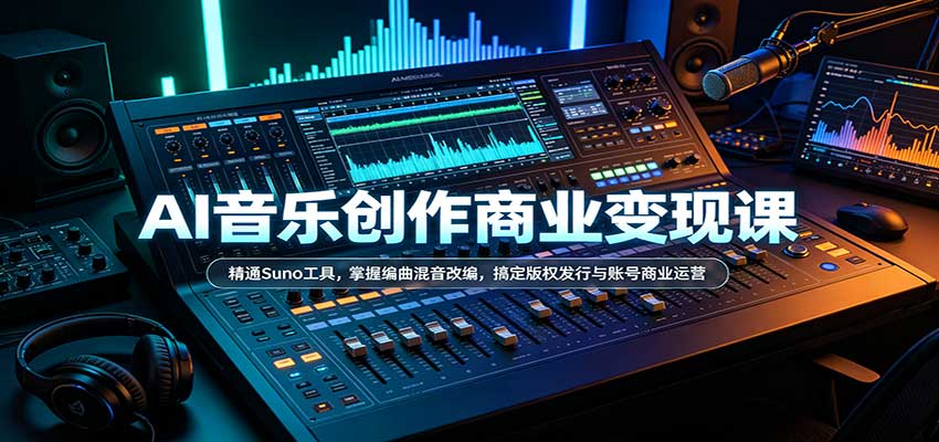AI音乐创作商业变现课:精通Suno工具,掌握编曲混音改编,搞定版权发行与账号商业运营-驿想项目网