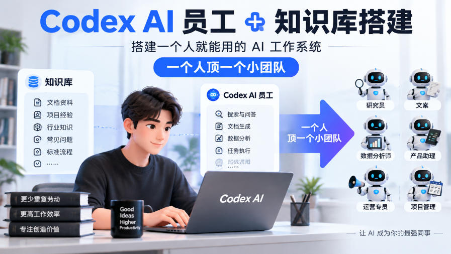 Codex AI员工+知识库搭建，搭建一个人就能用的AI工作系统，一个人顶一个小团队-驿想项目网