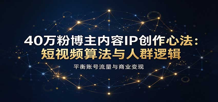 40万粉博主内容IP创作心法：短视频算法与人群逻辑，平衡账号流量与商业变现-驿想项目网