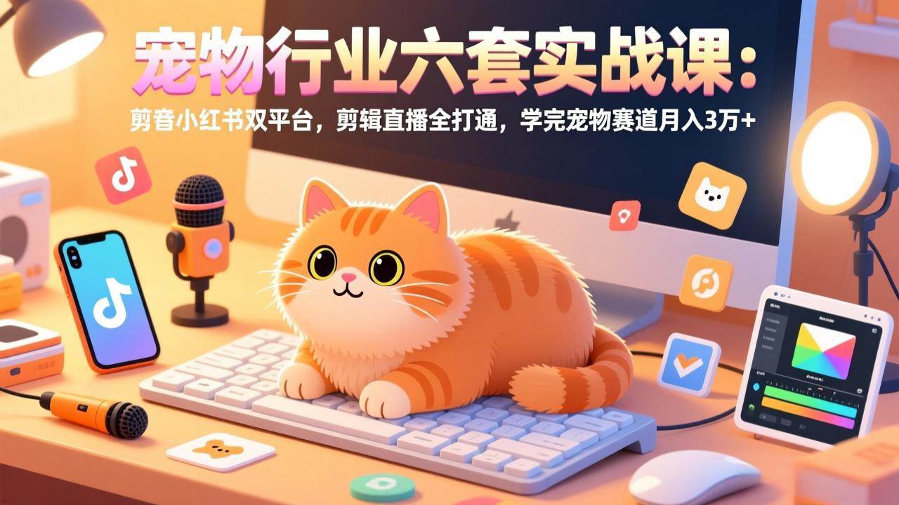 （17411期）宠物行业六套实战课：抖音小红书双平台，剪辑直播全打通，学完宠物赛道月入3万+-驿想项目网