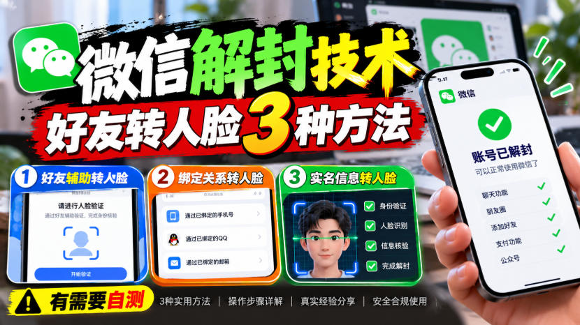 微信解封技术，好友转人脸3种方法，外来技术，有需要自测-驿想项目网
