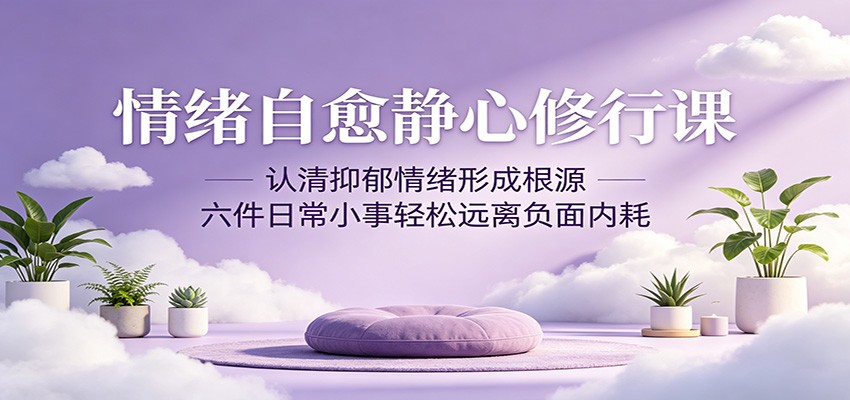情绪自愈静心修行课：认清抑郁情绪形成根源，六件日常小事轻松远离负面内耗-驿想项目网