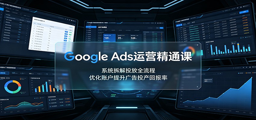 Google Ads运营精通课：系统拆解投放全流程，优化账户提升广告投产回报率-驿想项目网
