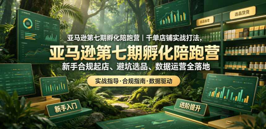 亚马逊第七期孵化陪跑营｜千单店铺实战打法，新手合规起店、避坑选品、数据运营全落地-驿想项目网