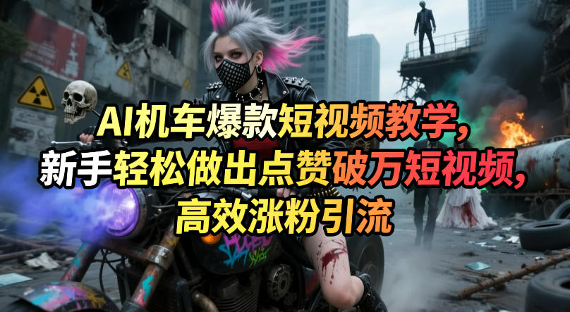 AI机车爆款短视频教学，新手轻松做出点赞破万短视频，高效涨粉引流-驿想项目网