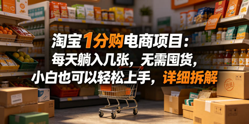 淘宝1分购电商项目：每天躺入几张，无需囤货，小白也可以轻松上手，详细拆解-驿想项目网