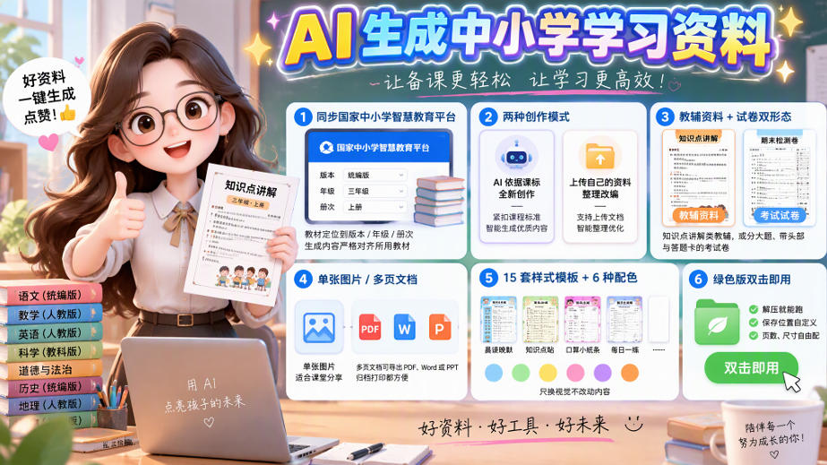 孩子的教辅别再乱买了:同步国家中小学智慧平台,AI一键生成图文教辅和试卷-驿想项目网