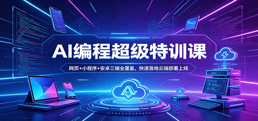 AI编程超级特训课：网页+小程序+安卓三端全覆盖，快速落地云端部署上线-驿想项目网
