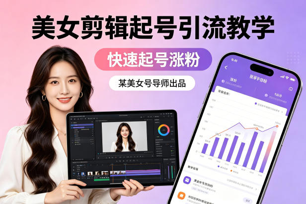 某美女号导师出品：美女剪辑起号引流教学，快速起号涨粉-驿想项目网