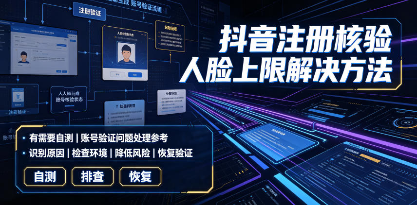 抖音注册核验人脸上限解决方法，有需要自测-驿想项目网