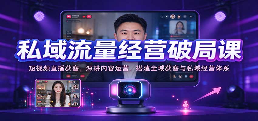 私域流量经营破局课：短视频直播获客，深耕内容运营，搭建全域获客与私域经营体系-驿想项目网
