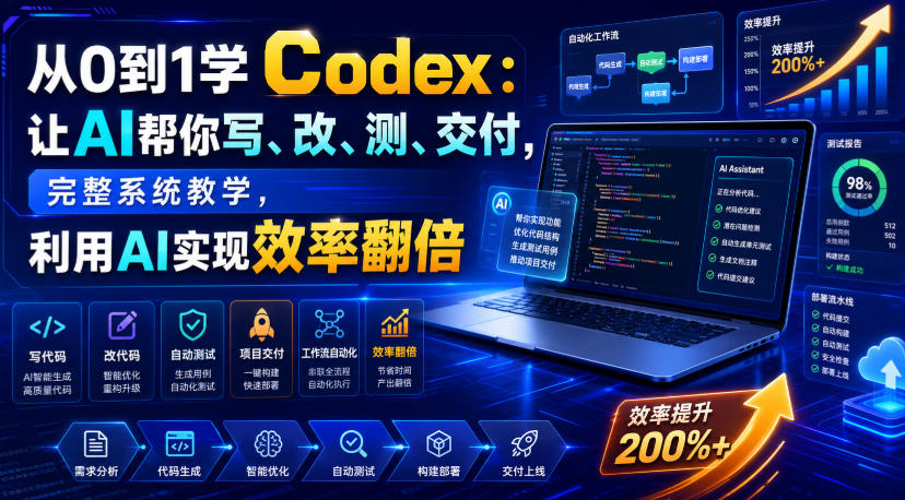 从0到1学Codex:让AI帮你写、改、测、交付,完整系统教学,利用AI实现效率翻倍(更新0918)-驿想项目网