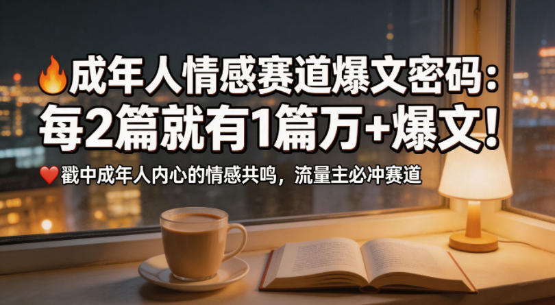 公众号流量主成年人情感心理赛道，流量最大，受众最广的主流赛道之一，平均每2篇就有1篇万爆文章-驿想项目网