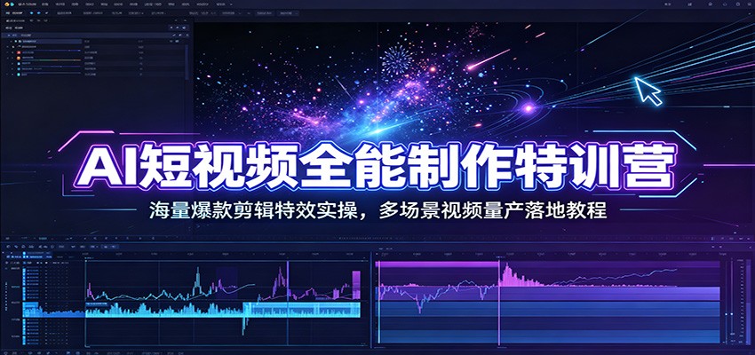 AI短视频全能制作特训营：海量爆款剪辑特效实操，多场景视频量产落地教程-驿想项目网