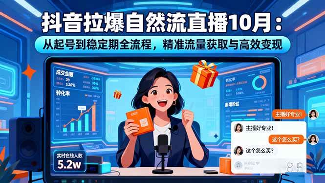 （16339期）抖音拉爆自然流直播10月：从起号到稳定期全流程，精准流量获取与高效变现-驿想项目网