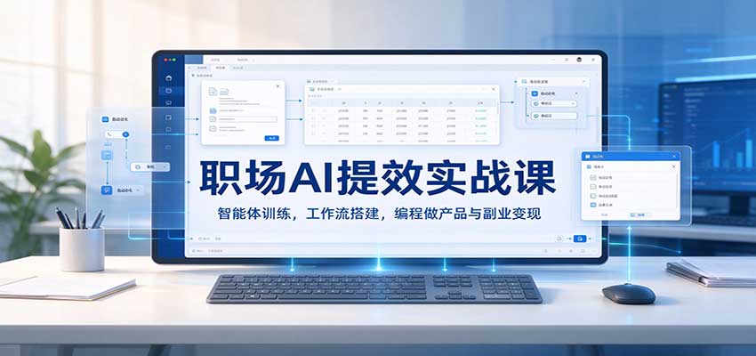 职场AI提效实战课：智能体训练，工作流搭建，编程做产品与副业变现-驿想项目网